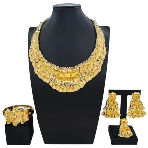 Italiano Gold Designs Women Jewellery Set Party Fine Costume Jewelry Set Luxury Big Necklace Jewellery Sets I009120