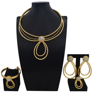 Italiano Gold Designs Women Jewellery Set Party Fine Costume Jewelry Set Luxury Big Necklace Jewellery Sets X0004030