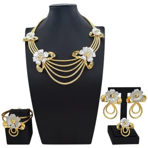 Italiano Gold Designs Women Jewellery Set Party Fine Costume Jewelry Set Luxury Big Necklace Jewellery Sets X0010030