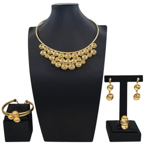 Italiano Gold Designs Women Jewellery Set Party Fine Costume Jewelry Set Luxury Big Necklace Jewellery Sets X0010530