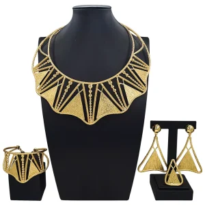 Italiano Gold Designs Women Jewellery Set Party Fine Costume Jewelry Set Luxury Big Necklace Jewellery Sets X0010830