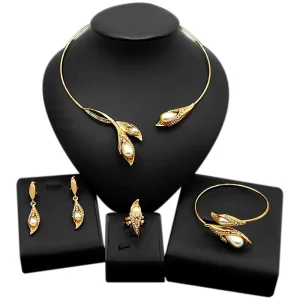 Italiano Gold Designs Women Jewellery Set Party Fine Costume Jewelry Set Luxury Big Necklace Jewellery SetsHD20070814