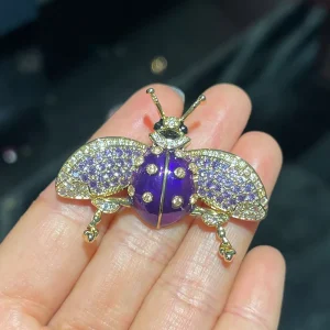 Italy Handmade Purple Ladybug Brooch Women’s Original Design Fashion Luxury Insect Pin