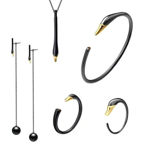 JANICE Unique Jewelry Nordic Style Minimalist Black Swan Jewelry Set Customized
