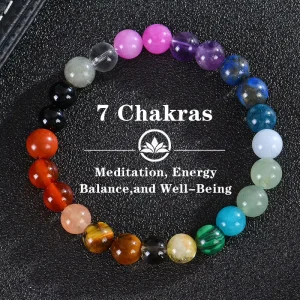 JD GEMS 7 Chakra Beaded Bracelet Stone for Meditation Energy Balance & Well Being Handwoven Healing Jewelry