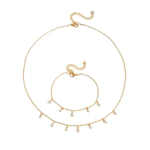 J&D Jewelry 18K Gold Plated Stainless Steel Bracelet Dainty Round Cubic Zirconia Charms O Chain Jewelry for Women