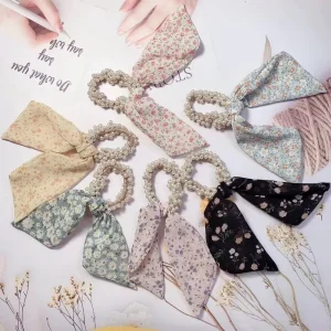 JIAXU JX20008 Women’s Fashion Fabric Retro Floral Hair Accessories Customizable Logo Ties & Headbands