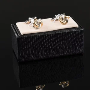 JINJIE Classic Style Ready to Ship Double Color Copper Knot Cufflinks for Fashion Suit Shirt