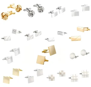 JINJIE Low Price Ready To Ship Classic Cufflinks High Quality Silver Or Gold Plated Brass Chinese Knot Cuff-links For Men Gifts