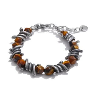 JINYOU 5641 Stainless Steel Fashion Charm Handmade Jewelry Accessories Natural Jade Tiger Stone Chain Men Bracelet Bangle