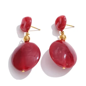 JINYOU 7143 Fashionable Jewelry Resin Dangle Earrings Women Stainless Steel Hypoallergenic Statement Earrings