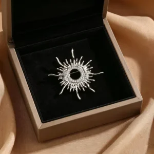 JINYU Designer High Quality Fashion Brooches Luxury Women Sun Shape Rhinestones Zinc Alloy Plated Custom Eco friendly All