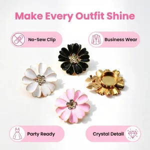 JINYU Metal Button Covers for Shirts Women Decorative Rhinestones Button Clip Cover Button Cover Cufflinks Pearl Logo