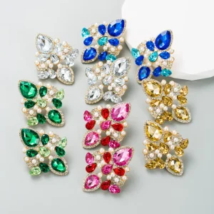 JL16955 Multi Crystal Flower Stud Earrings for Women