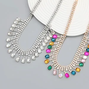 JLN17387 Fashion Crystal Necklaces Women Rhinestones Choker Necklace Clothing Accessories Jewelry