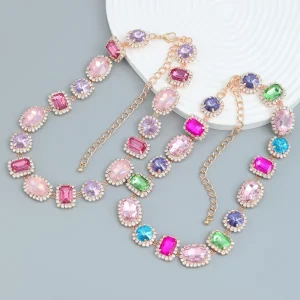JLN17535 New Design Fashion Crystal Necklaces Women Rhinestones Choker Necklace Jewelry