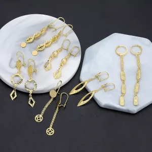 JXX Price 24k Gold Plated Classic Drop Design Children’s Fashion Earrings Claw Setting Designer Brass Jewelry