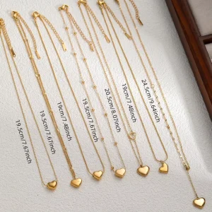 Japanese Korean Minimalist Style Heart Shaped Titanium Steel Choker Necklace Women’s Fashion Layered Jewelry Color Retention
