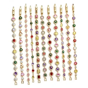 Japanese Korean Style Colorful Zircon Alloy Bracelet Silver Plated Women’s Anniversary Elegant Designer Flower Beaded