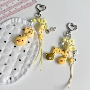 Japanese and Korean Cartoon Cute Vintage Lighthearted Bear Keychain Sweet Girl Bag Charm