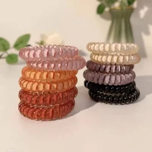 Jelly Color Telephone Wire Hair Tie TPU High Elasticity Telephone Cord Hair Band for Women Girls Custom Logo