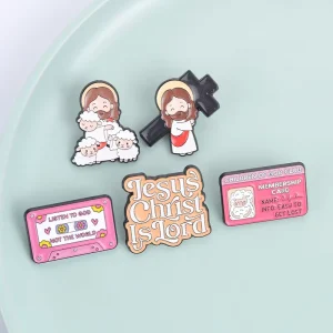 Jesus Christian Faith Enamel Pin the Lord Is My Shepherd Jesus Christ Is Lord Cross Brooch Lapel Badge Jewelry Gift for Believer