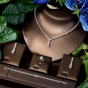 Jewellery Everyday Fashion Set Crystal Necklace and Earrings French Cubic Zirconia Bridal Wedding Decoration Women S-91