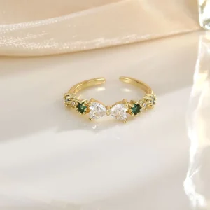 Jewelry Accessories Light Luxury Fashion Ring Fashion Design Open Ring Women’s Jewelry Pink Zircon Ring Crown Style
