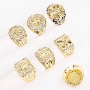 Jewelry Adjustable Fashion Rings 14k Gold Plated Zircon Anillos Para Hombre Religious San Judas Tadeo Men Ring