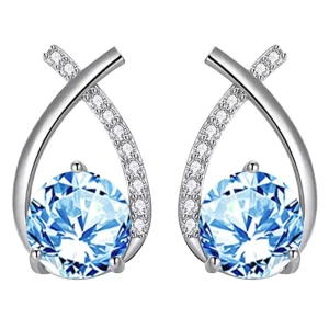 Jewelry Austrian Crystal Elements Earring Fashion Women Sapphire Stud Earring for Women Wedding Wear