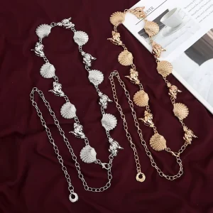 Jewelry Body Shell Geometric Vintage Personalized Metal Light Luxury Versatile Waist Chain Accessory Women 110cm