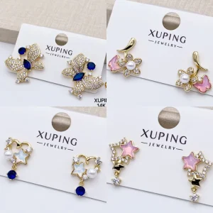 Jewelry Butterfly Flower Star 14K Gold Color Plated Synthetic Cubic Zirconia Women Stone Stud Fashion Earrings