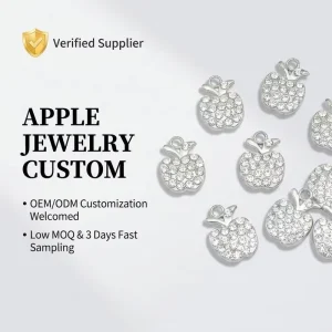 Jewelry DIY alloy electroplated accessories, apple inlay with rhinestones, necklace, bracelet, single pendant accessory