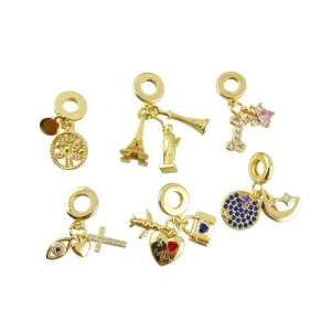 Jewelry Factory 18K Gold Plated Copper Zircon Eiffel Tower Heart Cross Life Tree Pendant Charms Women Party Jewelry