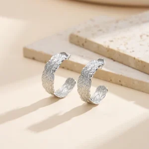 Jewelry Factory Jewelry Manufacturer Small MOQ Custom Engrave Logo Minimalist Geometric Round Hoop Earrings Vintage