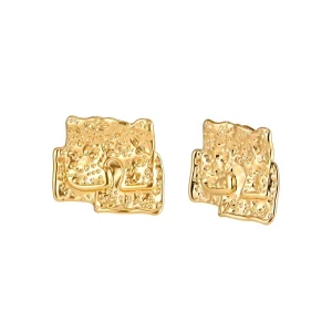 Jewelry Factory ODM OEM Minimalist Cross Geometric Stud Earrings Gold Needle Vintage Metal Ear Jewelry