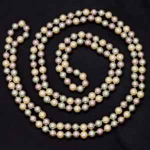 Jewelry Factory Price 150cm Long Glass Beaded Necklace Knot Classic Imitation Pearl Men’s Anniversary