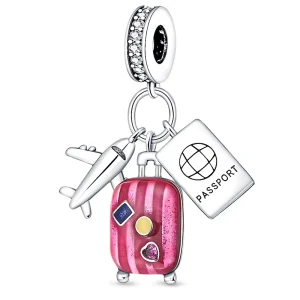 Jewelry Factory Travel Style Aircraft Suitcase Camera Pendant Beads Silver Plated Copper Handmade Bracelet Parts
