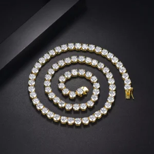 Jewelry Factory Unisex Full Diamond Fashionable Office Lady Silver Plated Inlaid Zircon Tennis Necklace Sunflower Seed Chain