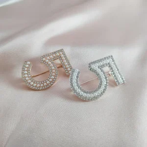 Jewelry Fashion Brooches Pin Designer Alloy Metal Pearl Brooches Luxury Women