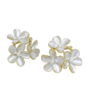 Jewelry Fashion Handmade Flower Alloy Clip on Earrings Unisex Korean Style Bohemian Stud Earring with Crystal Rhinestone