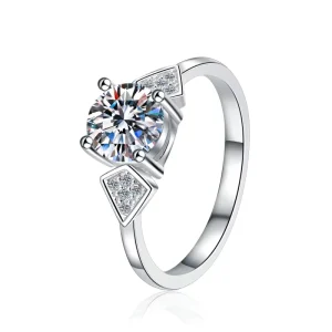 Jewelry GRA Certificate S925 Sterling Silver Four Claw Ring 1CT VVs1 Moissanite Wedding Engagement Ring for Woman
