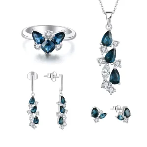 Jewelry Set Earring Necklace Ring Engagement Wedding Set 925 Sterling Silver Fine Luxury for Women Drop