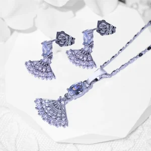 Jewelry Set Fashion Zircon Style Women’s Simple Gold Plated Necklace Earrings Two Piece Set