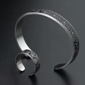Jewelry Set Vintage Five-Pointed Star Bracelet Stainless Steel Fashion Cuff for Men and Women Bangle Ring