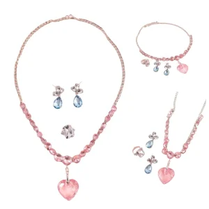 Jewelry Set for Girls Necklace Earring Ring Costume Jewelry Set for Birthday Gift