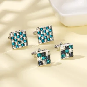 Jewelry Square Color Diamond Zircon Cufflinks Fashion Men’s Shirt French Cufflinks