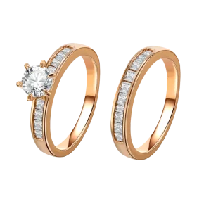 K R001 Jewelry Bridal Lady Crystal Fashion Stone Rings Couple 18K Gold Plated Gold Copper Jewelry Rings