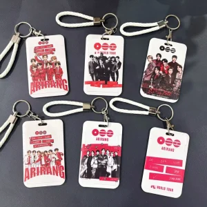 K pop Idol Group Korean Star Team World Tour Come Back Cardholder Keychain Kpop ABS Id Card Holder with White Rope
