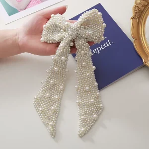 KLACOMA Colorful Pearl Bow Hair Clips Sweet Korean Style PC Resin Handmade Fashion Hair Accessories